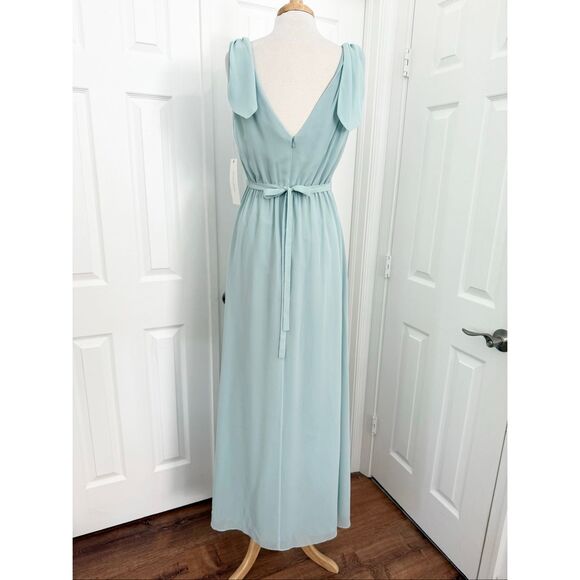 Monique Lhuillier Womens Bridesmaids Alix Gown Long Dress Aqua Blue Size 10 - Picture 4 of 8